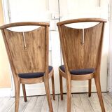 Set of 2 Baumann chairs in wood and gray fabric