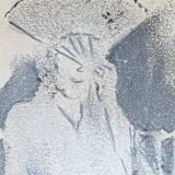 Painting signed charcoal “woman with fan”