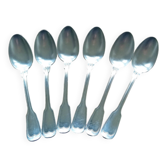 Set of 6 Large Silver Spoons Metal White Alloy Goldsmith SFAM