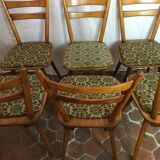 Lot of six vintage chairs feet compass