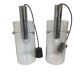 Pair of cylindrical pendant lamps, glass and steel, glashütte limburg