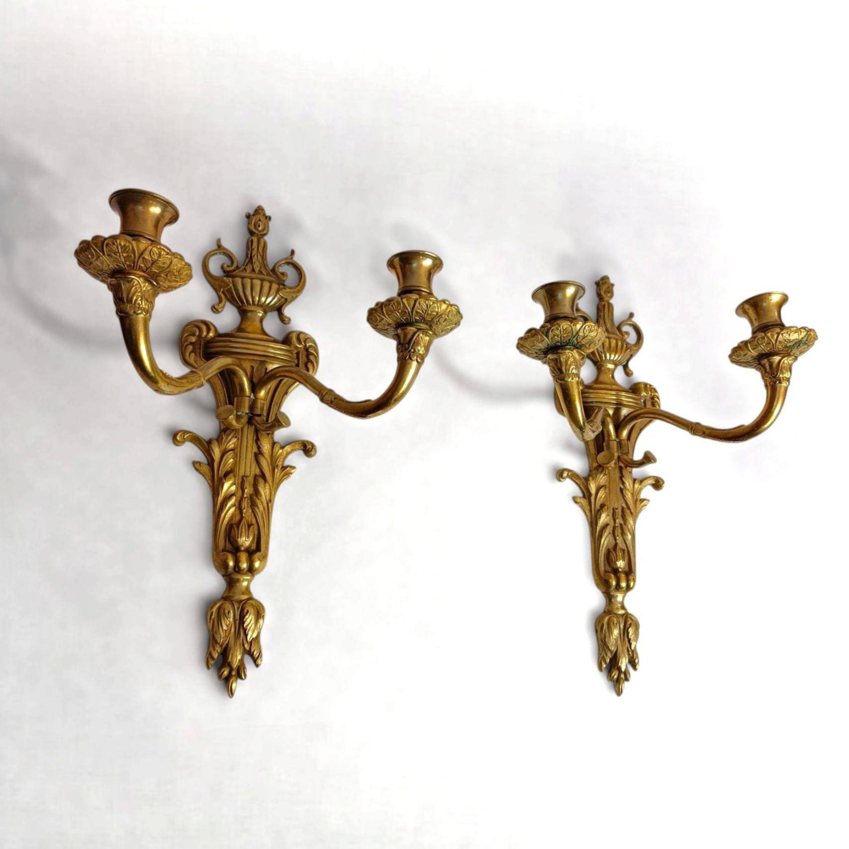 Bronze wall sconces Louis XVI, Belle Époque circa 1880–1910