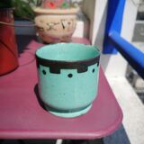 Celadon and black enamelled pot cover - 1960s