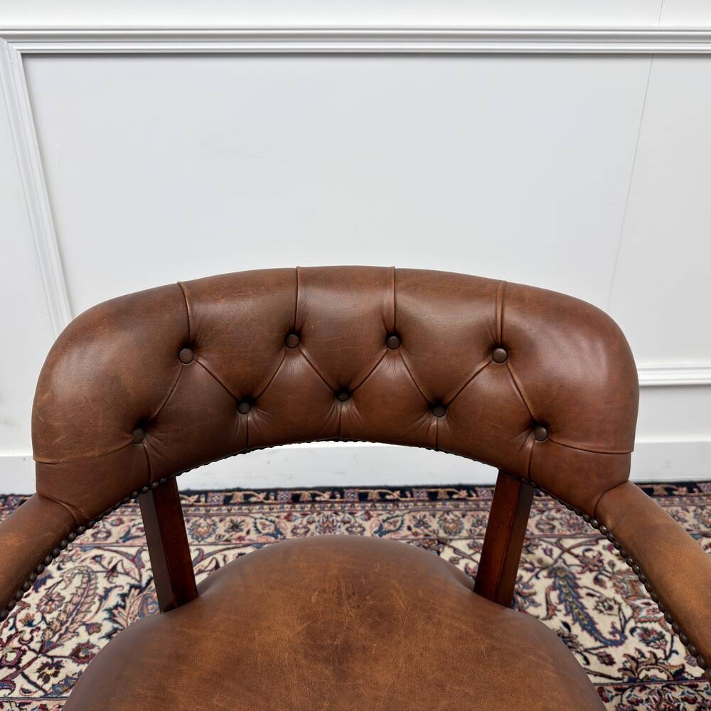 Chaise de bureau Chesterfield Wade en cuir marron