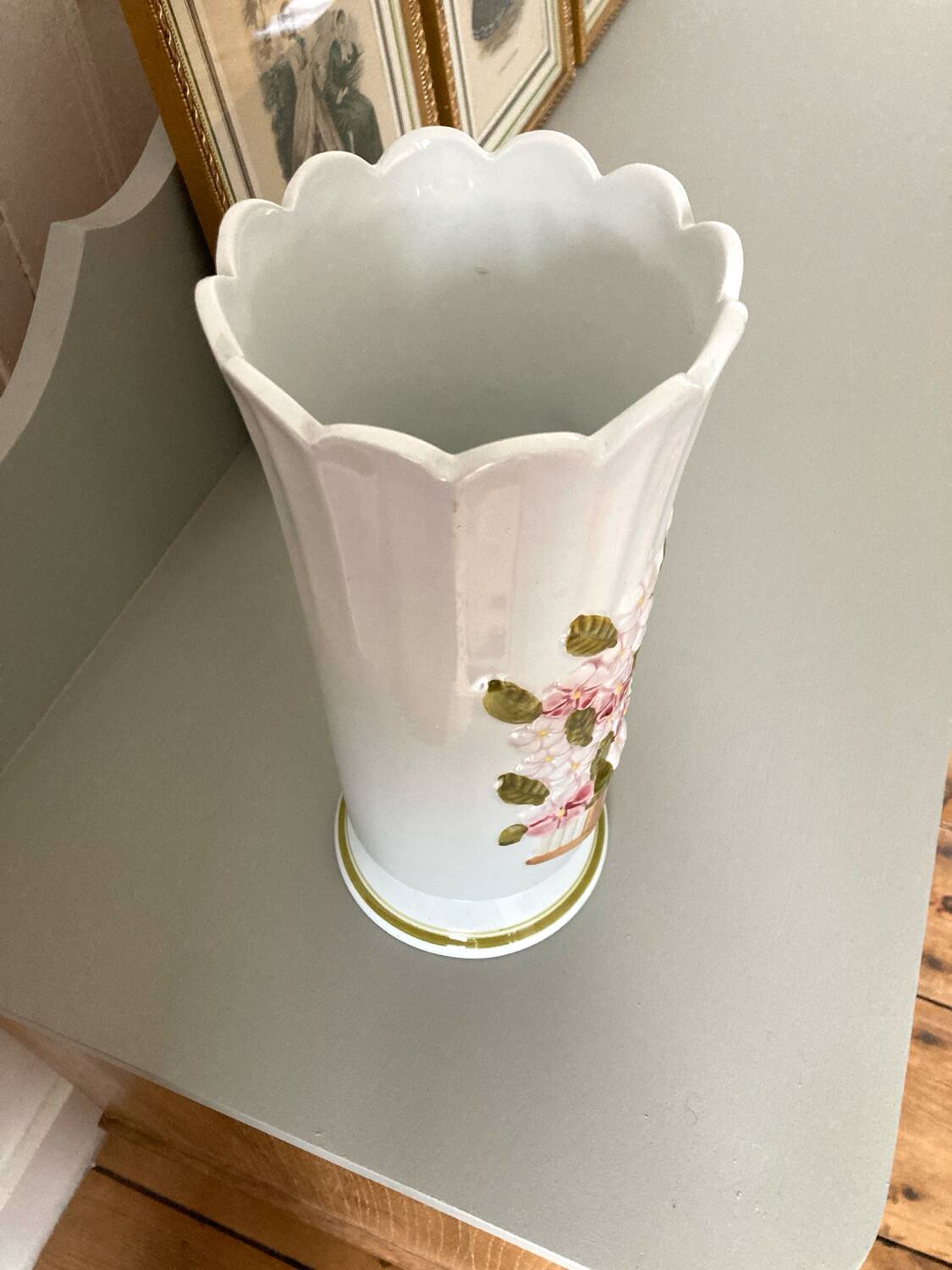 Large vintage vase with floral pattern