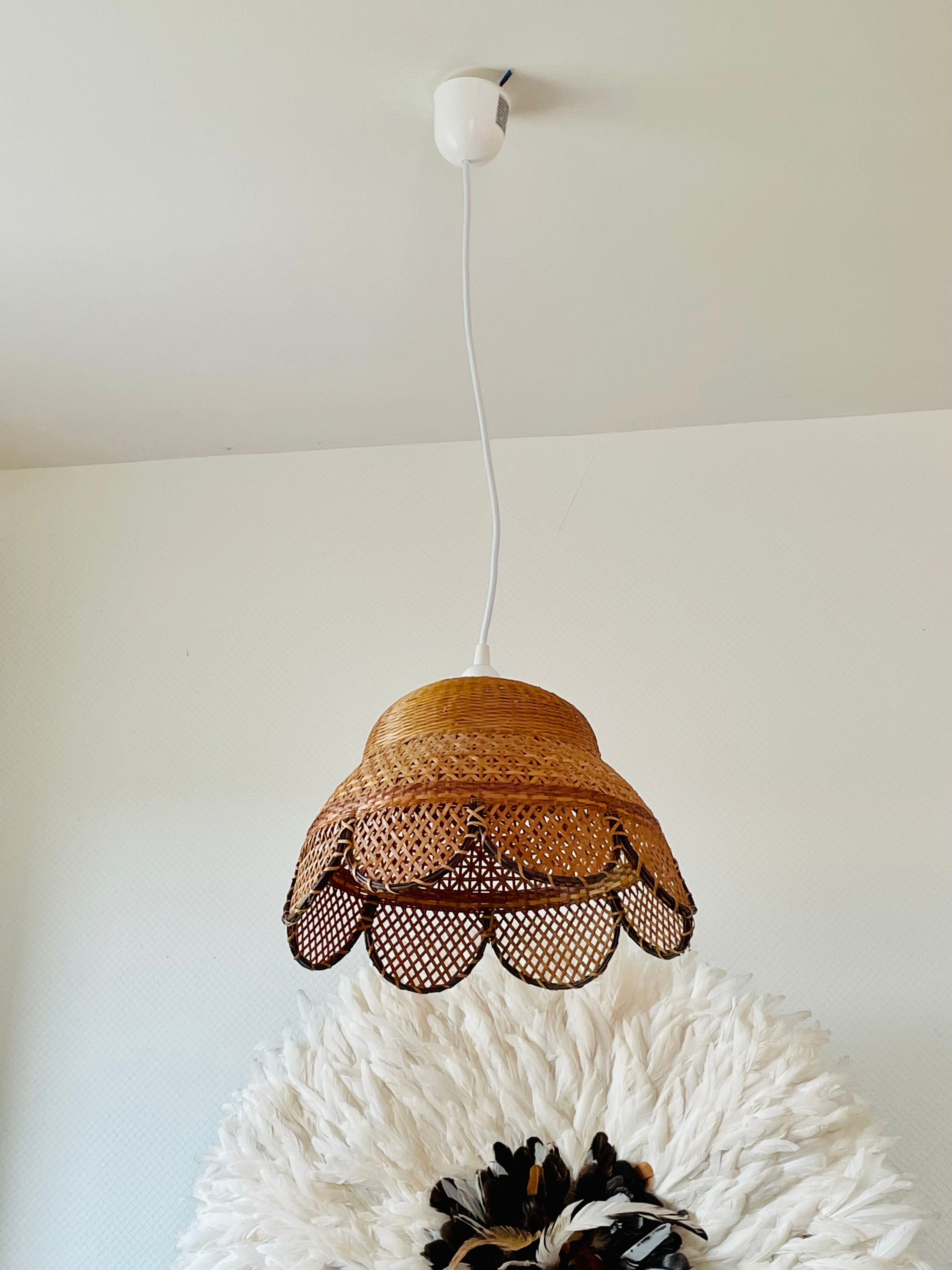Vintage rattan and wicker pendant light