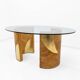 Mid-Century Modern Italian Rattan and Brass Dining Table by Vivai del Sud