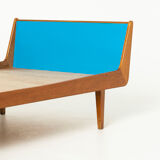 Mid-century daybed in oak and blue formica, Czechoslovakia, 1960s