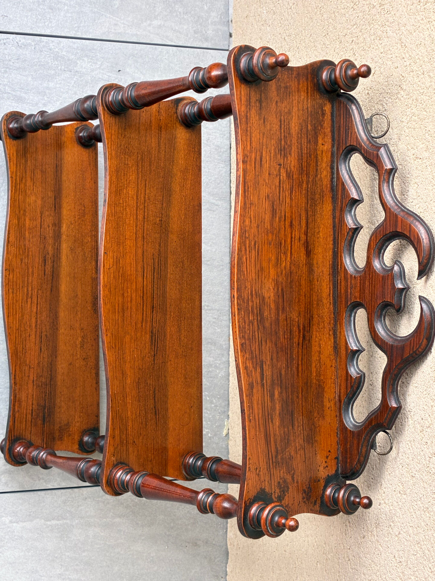 Vintage 60s turned wooden shelf