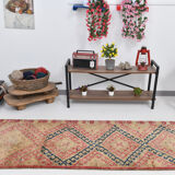 3x9 red & blue herki vintage runner rug 92x286cm