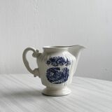 Porcelain sauce boat with blue pastoral pattern