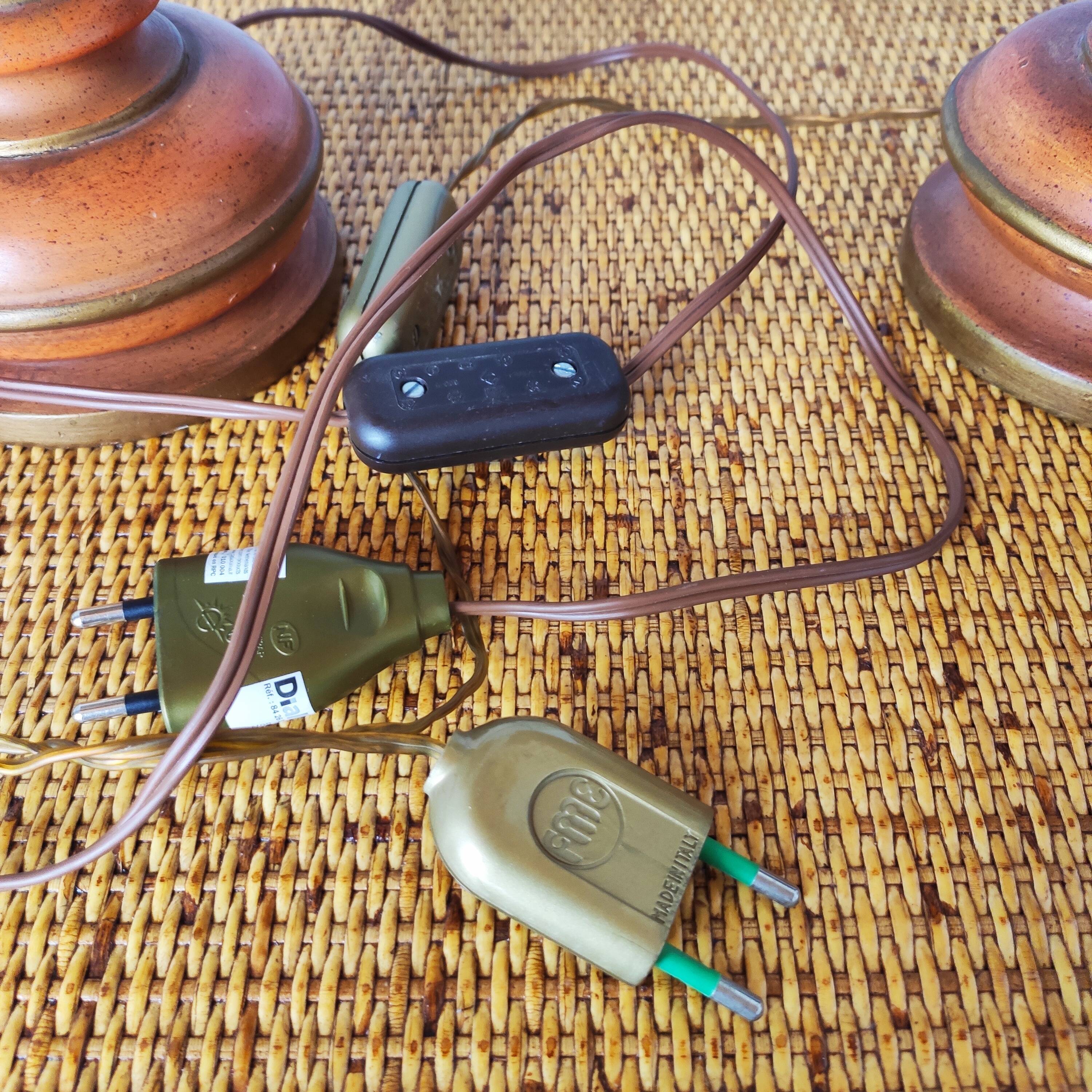 Paire de lampes vintage bois tourné