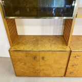 Gianluigi Gorgoni Display Unit 1970s  Fratelli Turi Bookshelf Glass Brass Briar Burl rizzo