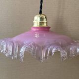 Suspension rose en verre ancienne