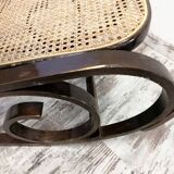 Rocking chair en bois et cannage vintage