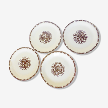4 vintage dessert plates of Sarreguemines Argonne model in porcelain 210702