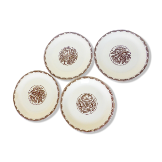 4 vintage dessert plates of Sarreguemines Argonne model in porcelain 210702