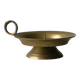 Copper spade candle holder covered with a golden film - handle small ring - for candle with rod