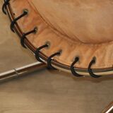 Vintage Suede and Chrome Metal Armchair, 1970s