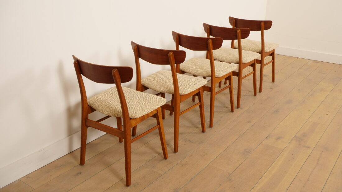 5 x dining chair | Farstrup | Model 210 | Restored | Cream/yellow