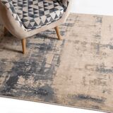 2.4x3.4 m Blue and beige wool rug