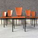 Ensemble de 6 chaises de salle à manger en cuir post-moderne, années 1970.