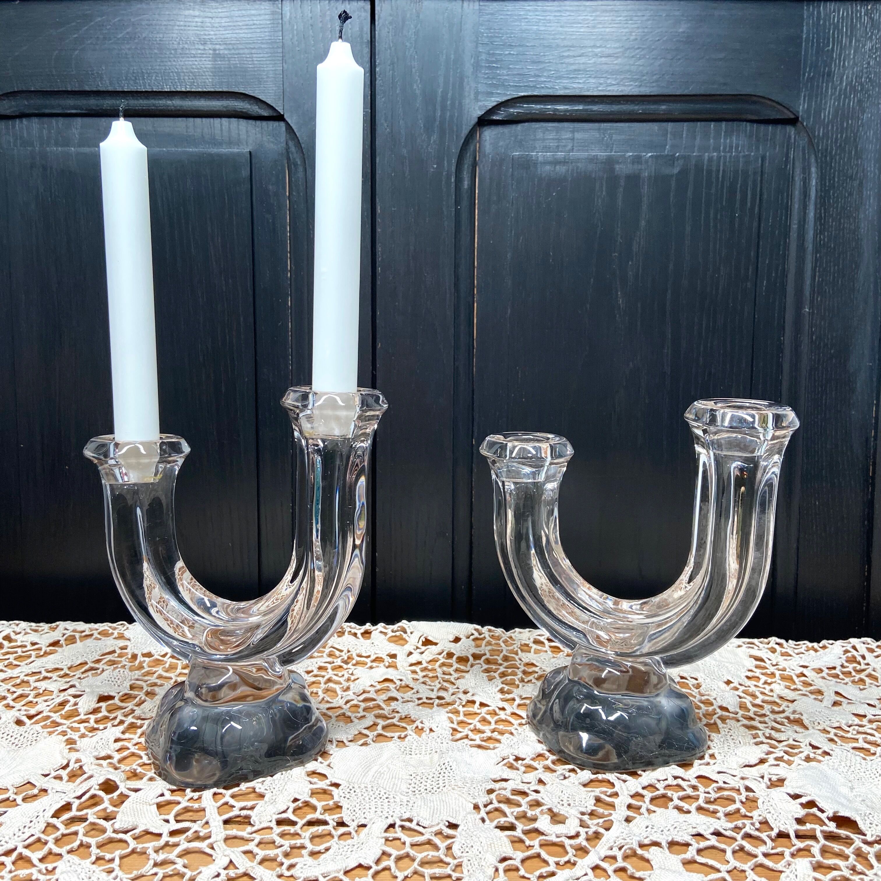 Pair of art deco crystal chandeliers