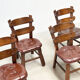 Ensemble de six chaises de salle à manger brutalistes françaises