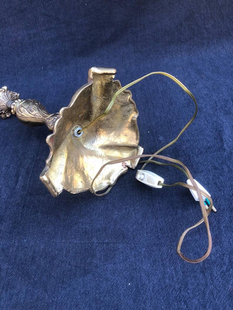 French Bronze Brass Table Lamp: Louis XV Style Vintage Lighting