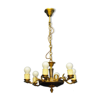 6-spoke brass chandelier