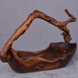 Fruit basket in olive tree sculpture Brutaliste