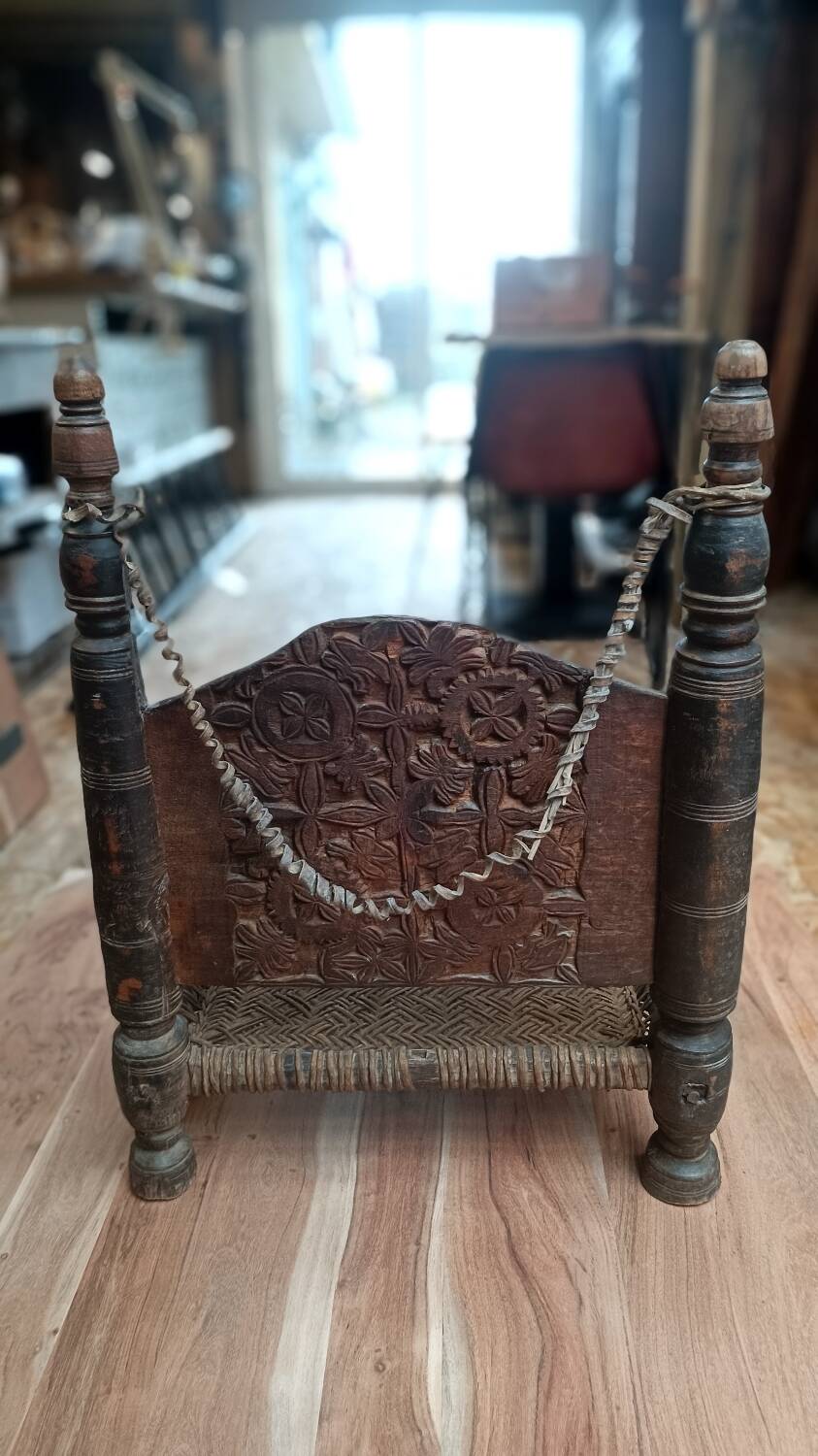 Traditional 19th-century tribal chair from the Swat Valley, North Pakistan