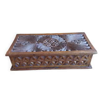 Carved wooden box