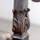 19th century beechwood, metal, and leather throne