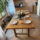 Solid wood farmhouse table with 2 extensions