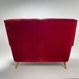 Italian Two-Seater Red Sofa from by I.S.A. Bergamo, 1950s
