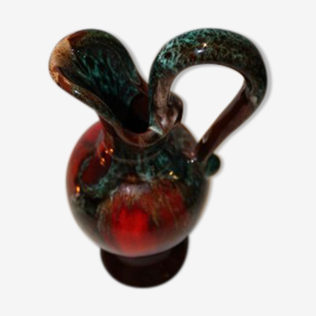Vallauris style vase with handle