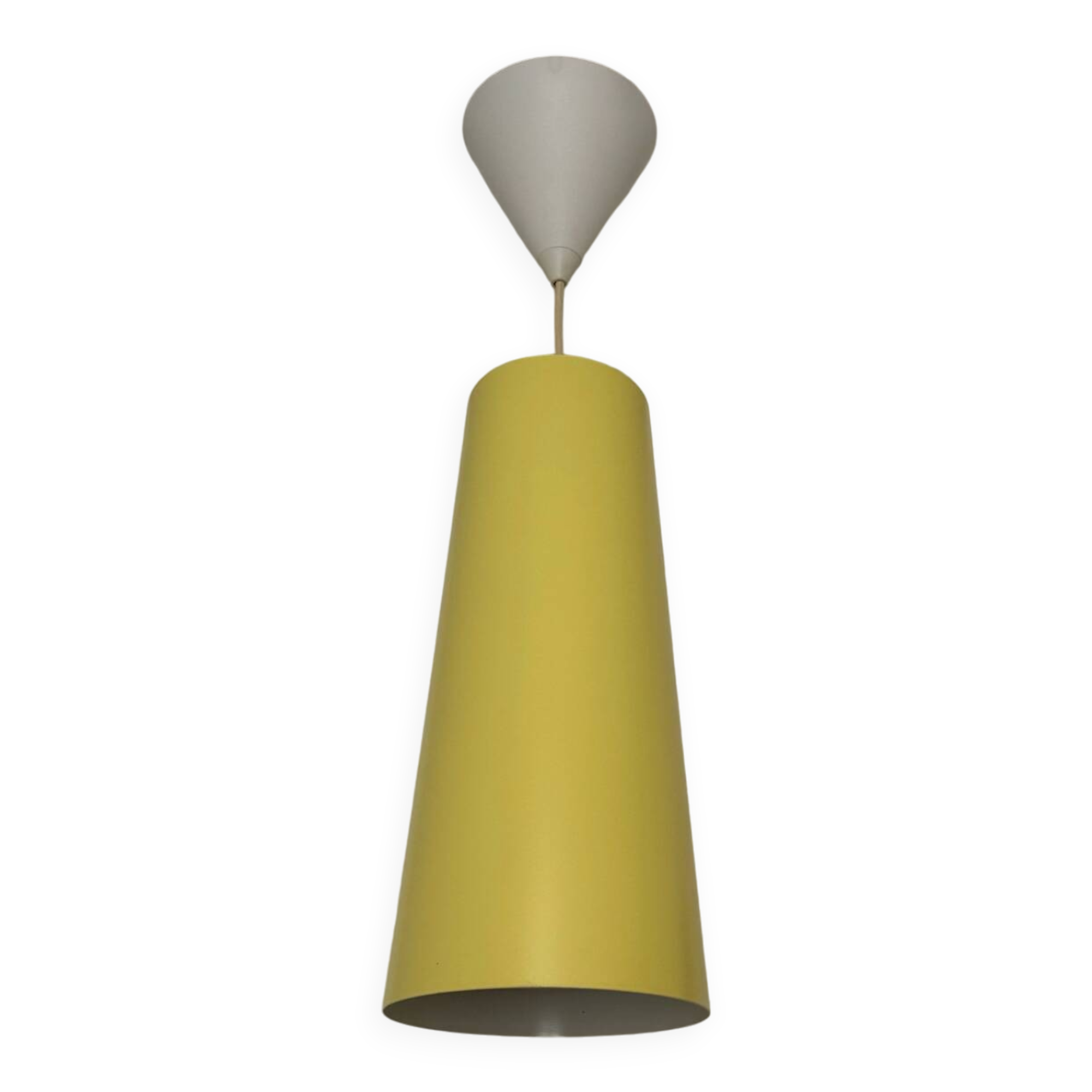 IKEA yellow metal cylindrical pendant light from the 2000s