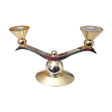 Candlestick in silver metal with 2 branches