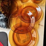 Amber bowls Lever France and amber yellow plates