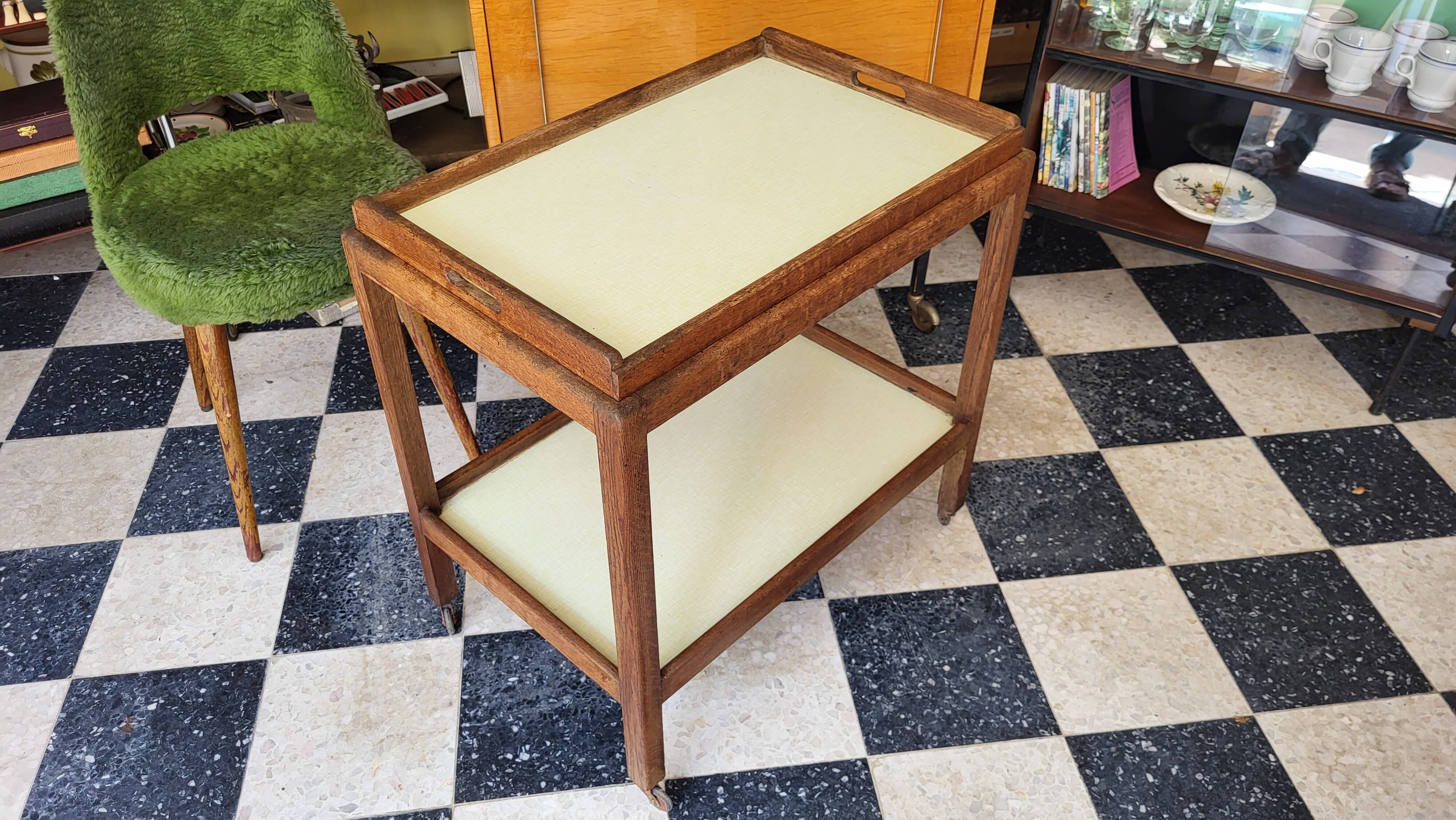 Service table wood & formica 50s