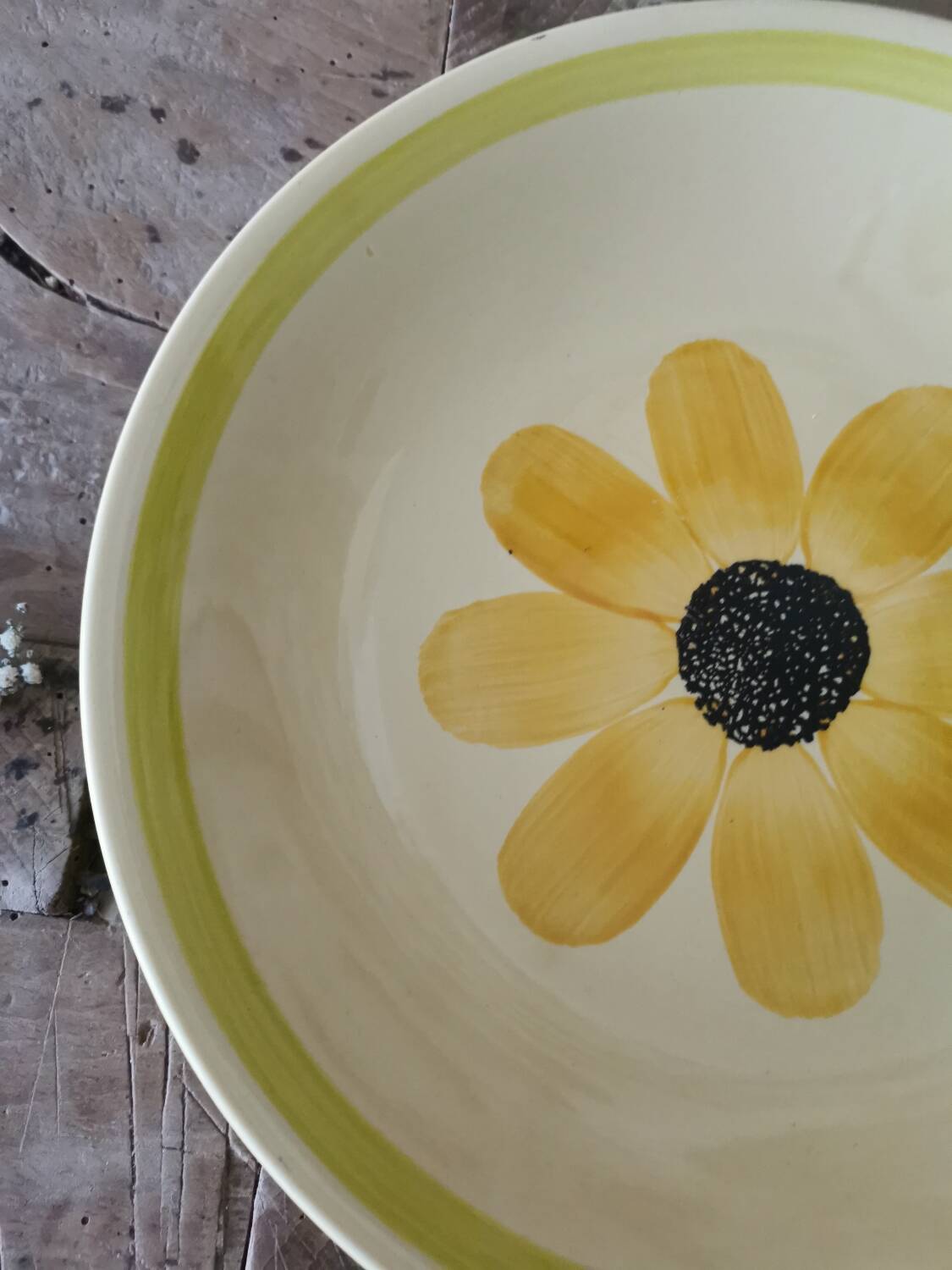 Hollow dish in Gien earthenware, Sunflower