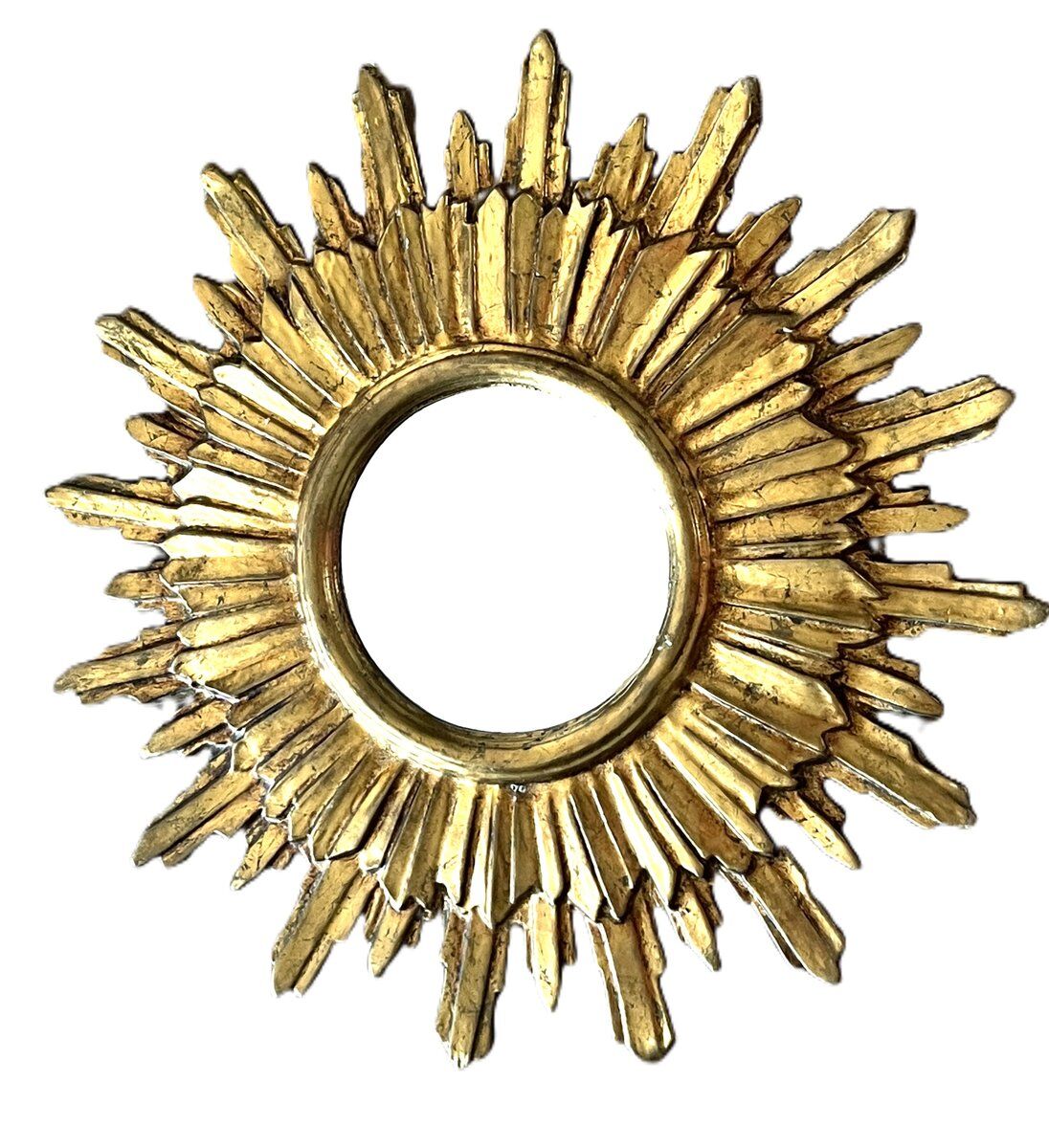 Vintage sun wall mirror in gilded wood, 1960