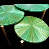 Straw marquetry nesting tables