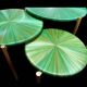 Straw marquetry nesting tables
