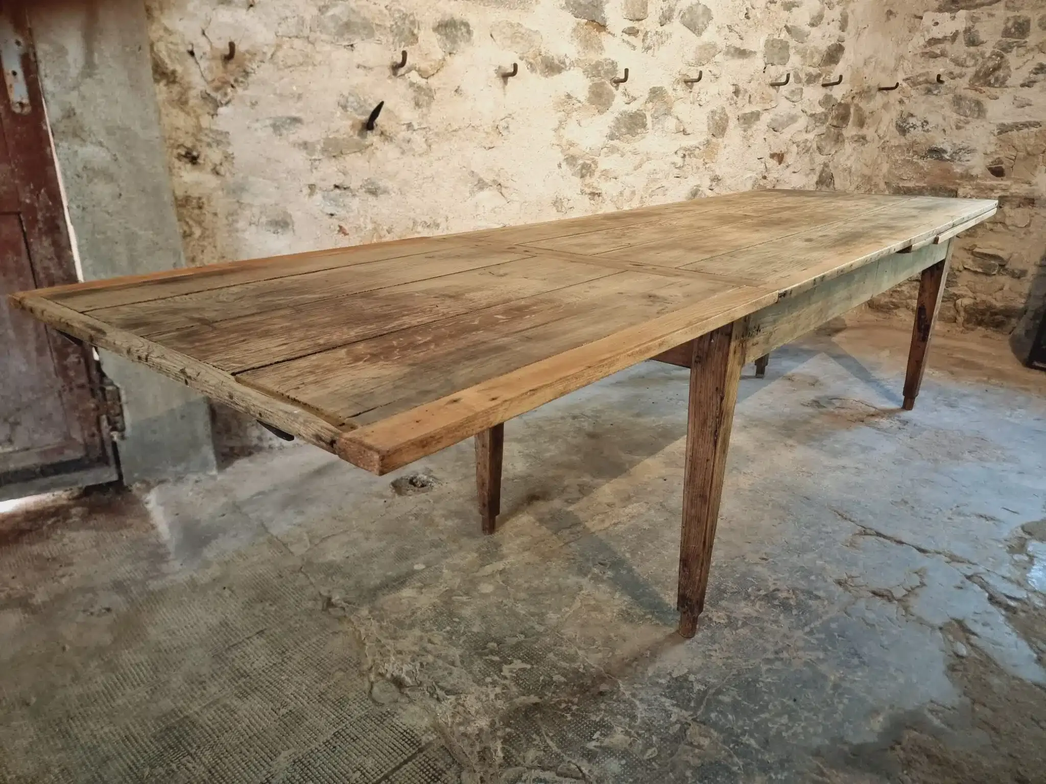 19th Century French Farmhouse Table in Chestnut Wood, Extendable to 365cm, Rustic Dining or Work Table