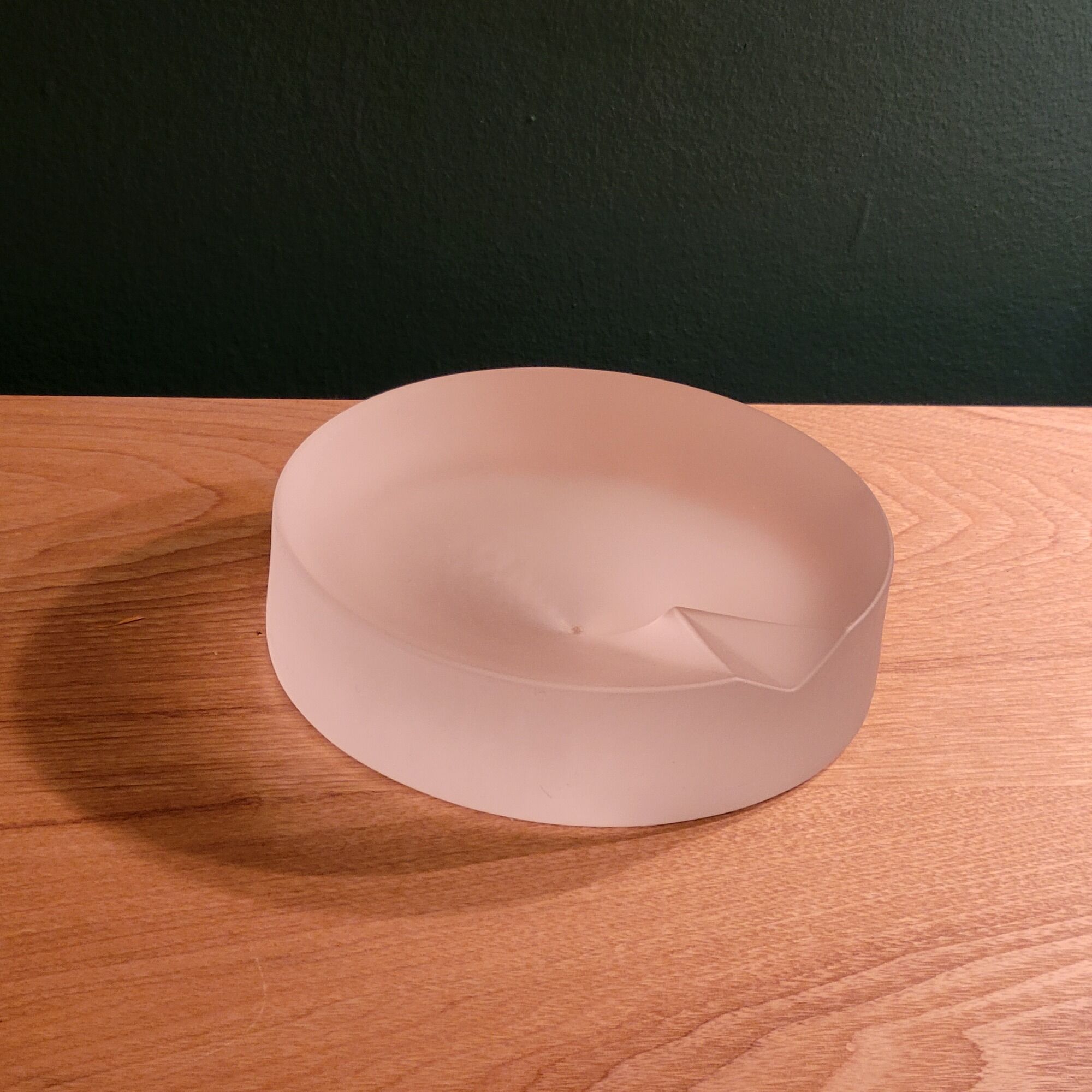 Empty ashtray pocket modernist design in satin molded pressed glass