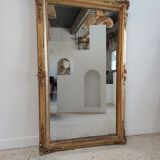 Rectangular golden mirror moldings plant motifs nineteenth H: 130cm