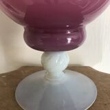 Vintage vase in pink opaline on white foot 36.8 cm