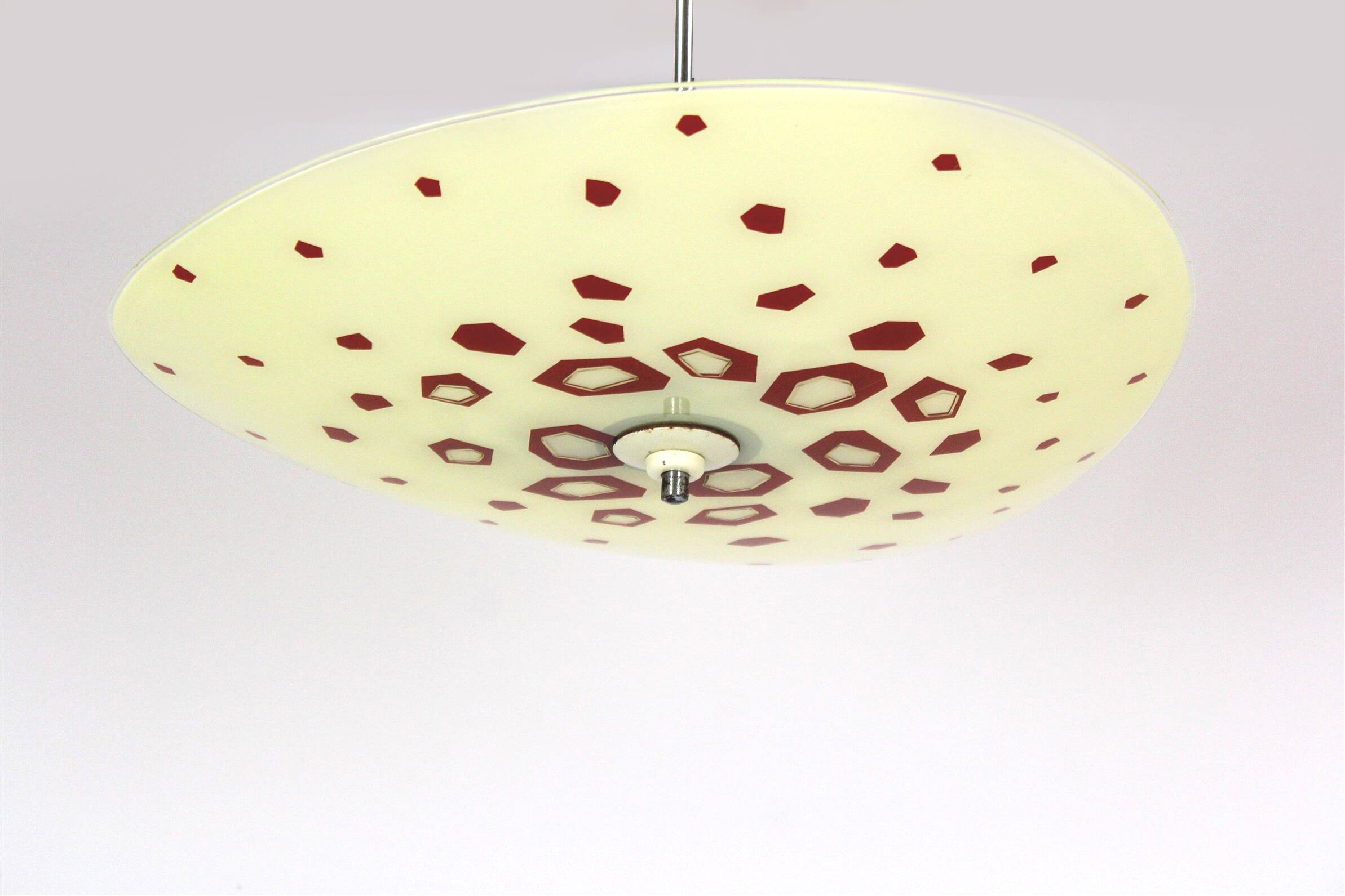 Large Vintage Czechoslovakian Opaline Glass Pendant Lights, 1970s, Set of 2